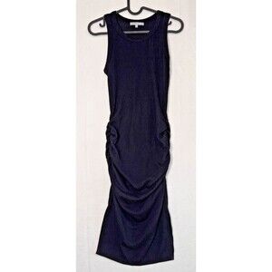 Antistar Black Sleeveless Ruch Sheath Dress Slits Sz Small Bodycon Casual Comfy